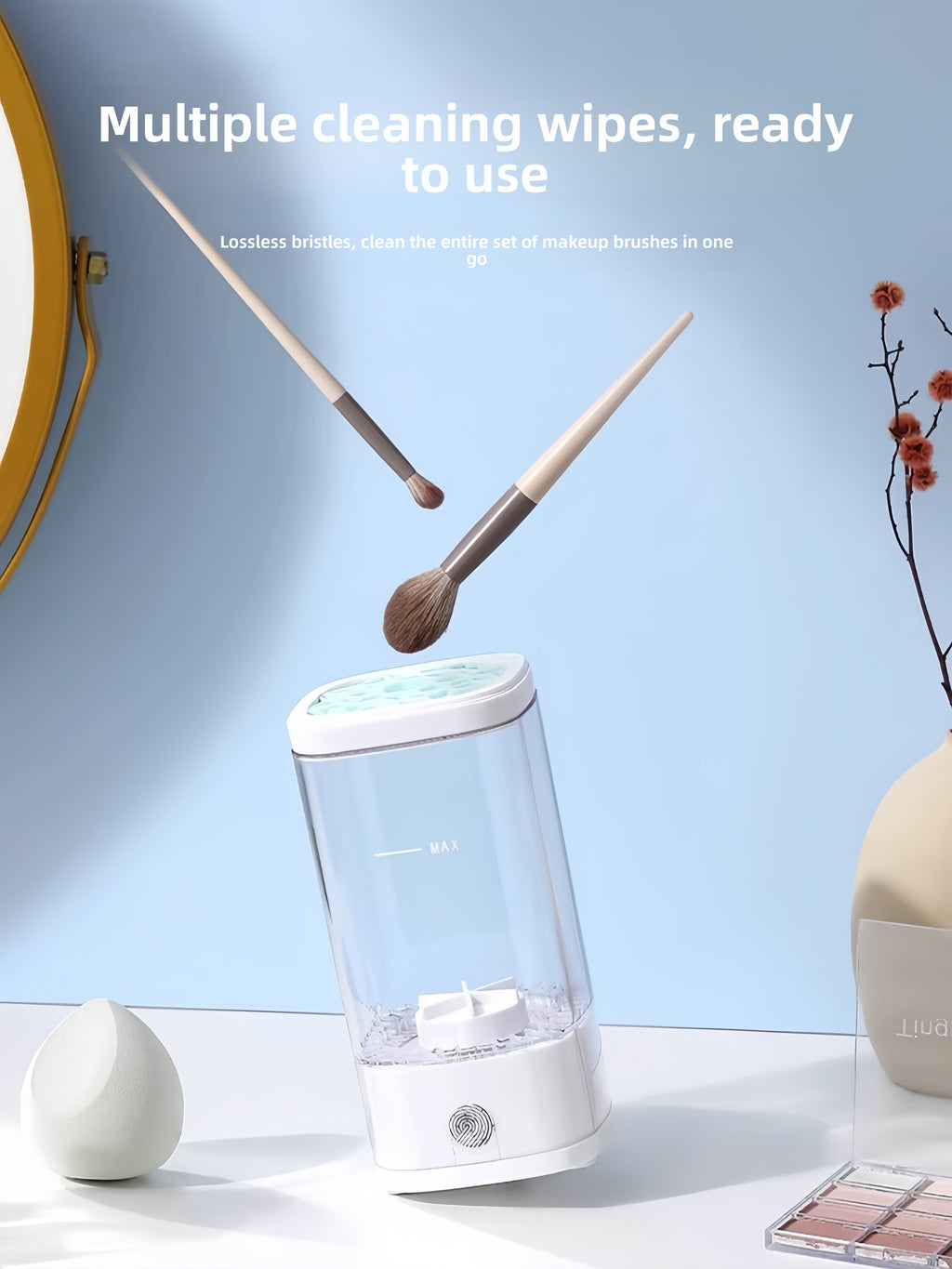 Automatic Makeup Brush Cleaning Tool with Drying Function