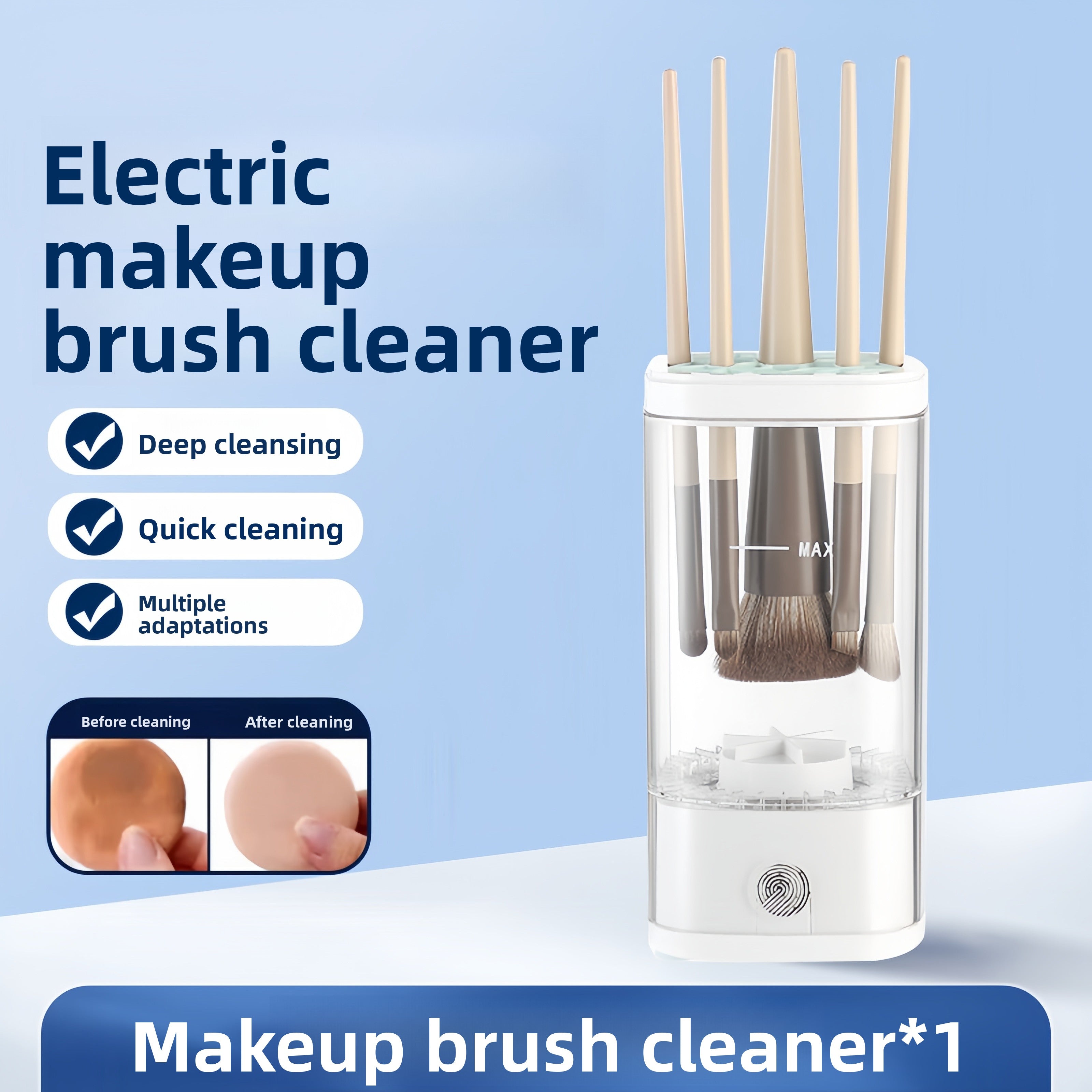 Automatic Makeup Brush Cleaning Tool with Drying Function