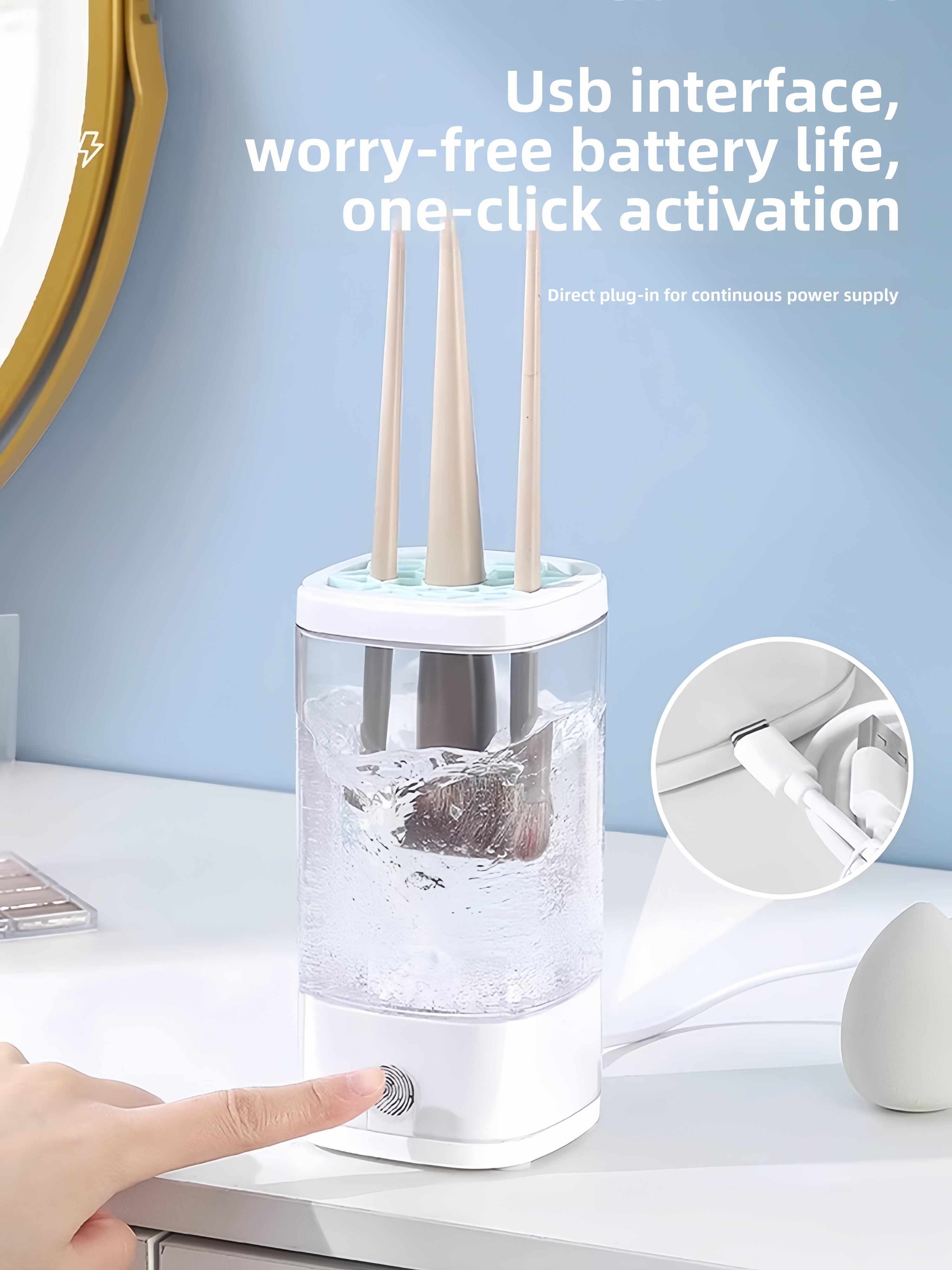 Automatic Makeup Brush Cleaning Tool with Drying Function