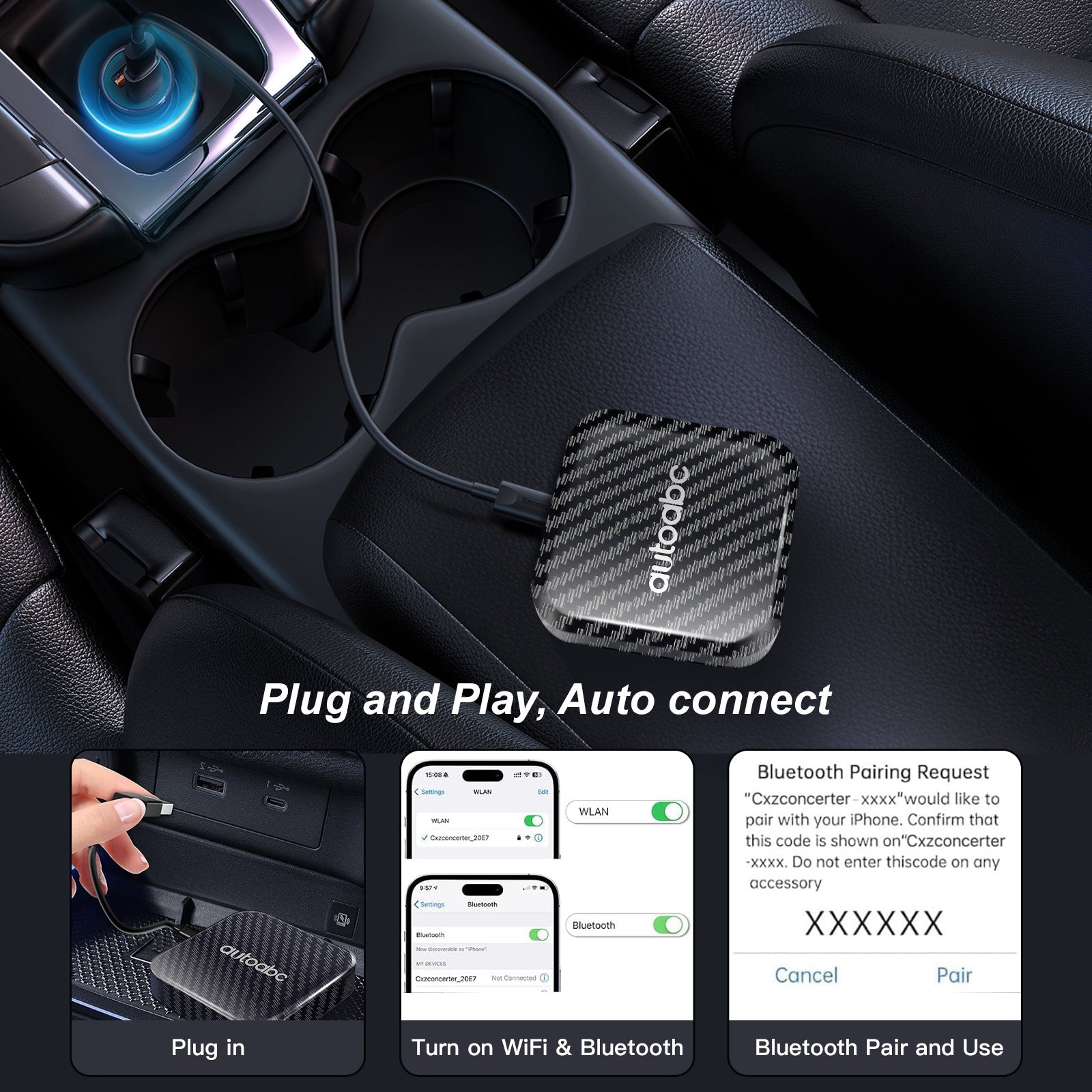 Wireless CarPlay AI Box for Android Auto with Streaming Apps